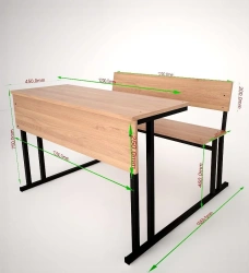 Two-Person Monoblock Desk with Backrest