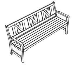 Wooden Bench for Offices and Public Spaces, Model 20803/1