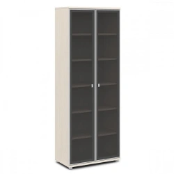 Wooden File Cabinet with Glass Doors for Document Storage