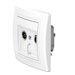 Hidden Installation TV/FM Antenna Socket, White, Art. 612P.000