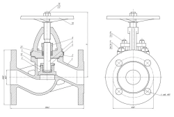 Shut-off flanged bore valve DN 40 PN 10 series 458 (KMIA.491115.001-01)