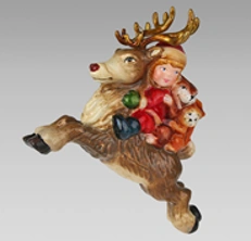 Handcrafted Glass Christmas Ornament "Reindeer with Children