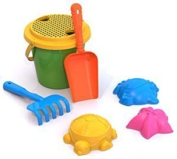 Sand Play Set No. 11 (sieve, scoop, molds, small bucket)