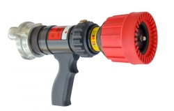 Handheld Fire Hose Nozzle with Adjustable Flow and Spray Geometry RSKU-50A