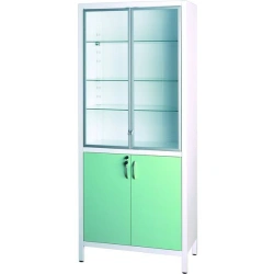 Medical Cabinet Two-Section with Metal-Glass Doors for Medications SHM-2.302 "Aibolit