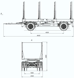 Dual-Axle Log Transport Trailer 8465-40A with HJD13Y30S18-1840T16-060 Axles, 12 Ton Capacity