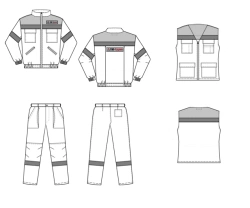 Men's Protective Suit (Jacket, Overalls, Vest) for Industrial Use