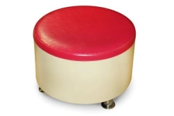 Round Puff with Wooden Frame, Eco-Leather Upholstery for Kids - Model 554