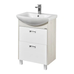Aquaton Becca PRO 60 Sink Cabinet, White and Somerset Oak