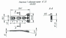 Universal T-Shaped Implant Plate for Distal Radius Fractures, Model US3.5, Art. 454.503