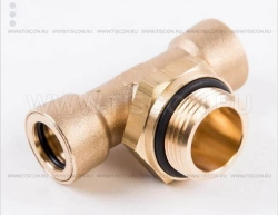 Brass T-Fitting with M16 External Thread and Two Outputs for 10mm Polyamide Pipe" 467.T.10-M16-10.182.B