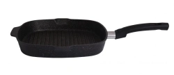 Square Grill Pan 280x280mm Aluminum Non-Stick by Kukmara with Removable Bakelite Handle