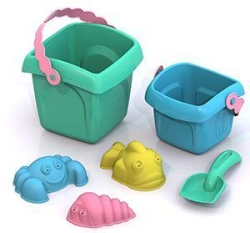 Summer Play Set No. 7 for Kids - Shkoda (Small Bucket + Large Bucket + Big Shovel + 3 Molds)