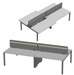 Ergonomic Office Desk with Cabinets and Cable Channels, Model: G-4W