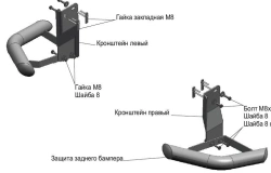 Защита заднего бампера d57 Уголки + комплект крепежа, RIVAL, Kia Seltos 2020-