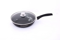 Aluminum Frying Pan 240mm with Non-Stick Coating by Kukmara, Bakelite Handle, Glass Lid