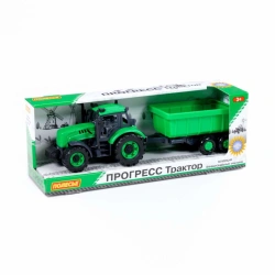 Inertia Toy Tractor with Trailer for Kids - Detailed Green Design Progress Model