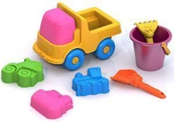 Sand Play Set #3 (Gardener Truck, Small Bucket, 3 Transportation Molds, Dog Shovel, Kitten Rake)