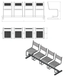 Metal Seating Section of Four Chairs - Series SM.KV.4