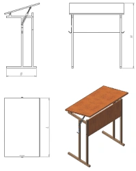 Adjustable Single Student Desk with Tilted Tabletop - PU.R.RU.01