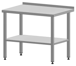 Stainless Steel Work Table 1500x700x850 mm with Edge and Lower Shelf, Reinforced