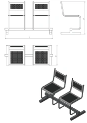 Metal Seating Section with Two Chairs - Series SM.KV.2
