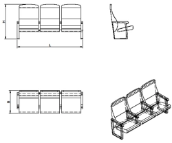 Three-Seat Theatre Chair Section KT.3