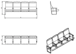Four-Seat Theater Chair Section (KT.4 Series)