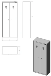 Metal Clothing Cabinet with Two Doors and Two Compartments (Model MШ.О.2.2)