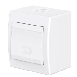 Caduceus Aling Power Single Switch for Open Wiring, 10A, 250V, IP44, White, Art. 256.00