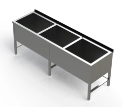 Three-Section Stainless Steel Washing Sink, Model VMKN-3