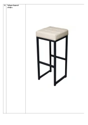 Loft Style Bar Stool - W38 x D38 x H80 cm, Metal Frame