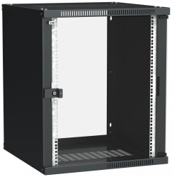 LINEA WE 19" Wall Rack Cabinet 15U 600x600mm Glass Door Black