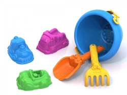Sand Play Set #112 with 3 Car Molds, Rake, Shovel, and Bucket