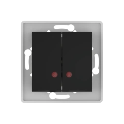 CADUCEUS ALING PRESTIGE Two-Gang Hidden Switch with Indicator 10AX, 250V, Black (Soft Touch) - 6026