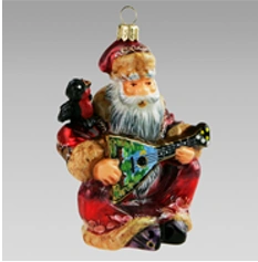 Handmade Glass Christmas Ornament "Santa Claus with Balalaika