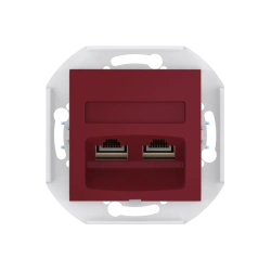 Double Computer Socket for Hidden Installation with Keystone RJ45 Modules, Burgundy, Art. 6014S.3