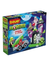 Ghost Hunting Playset - Bauer "Monster Blocks" Small House with Cannon Car and 1 Hunter