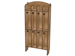 Clothing Rack No.2 "Moydodyr", Plywood (Varnished), 8 Compartments / SHD54