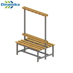 Double-sided Wooden Locker Room Bench with Hanger