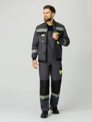 Howard-2 Work Suit, Dark Gray/Black/Yellow, Art. 87468195