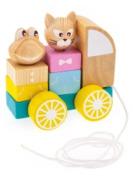 Wooden Pull Toy Constructor "Car" with 9 Pieces, Article 1-29