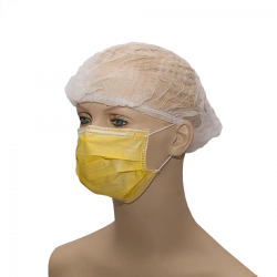 Non-Sterile Medical Mask from Non-Woven Materials "HEKSA" (Three-Layer, Yellow, Elastic Ear Loops)