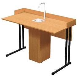 Adjustable Two-Seat Laboratory Table for Chemistry Classroom