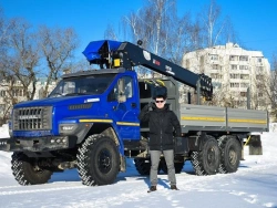Multi-functional truck with hydraulic crane KMA on Ural 4320 base U0K02N-UC