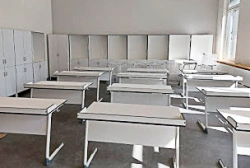 Laboratory Student Desk for Two with Edge, Model No. 6 MGS3.091