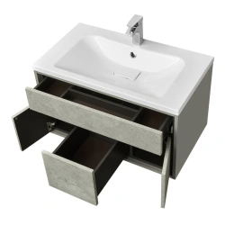 Wall-Mounted Sink Cabinet Aquaton Wales 80, Avellino Grey, Dark Chocolate 1A214101WAC301.A214.1.01W.AC3.0