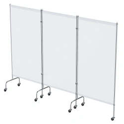 Medical Privacy Screen on Wheels, Three-Section, Stainless Steel - MSK-35302M