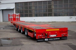 Specialized Low-Bed Semi-Trailer Tverstroyma 993941 Modification 0023 with Fittings and Extension Ramps
