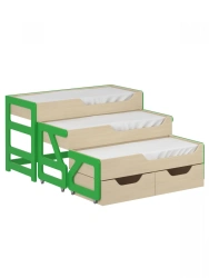 Triple-decker Pull-out Children's Bed 1400 - Green